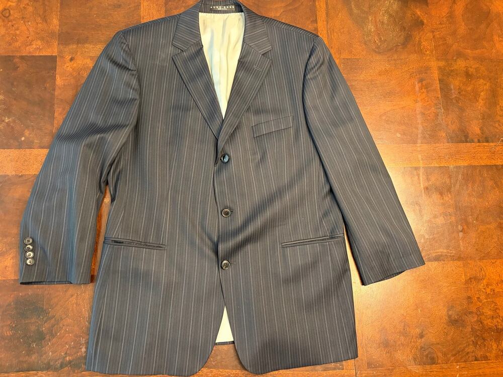 Hugo Boss Scorsese/Movie US 44R Gray Pinstripe Virgin Wool Jacket Blazer